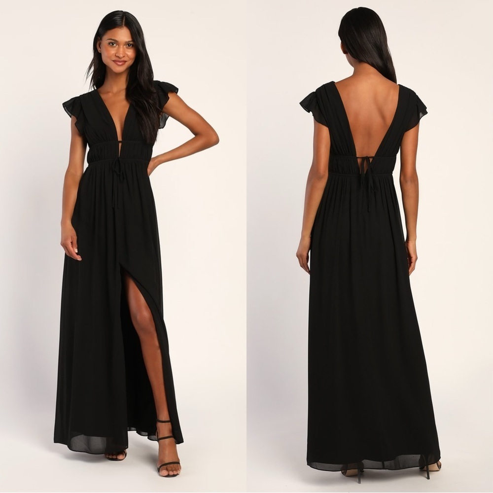 Lulu's Elegant Black Maxi Dress